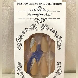 Gold and Cream Press-On Nails